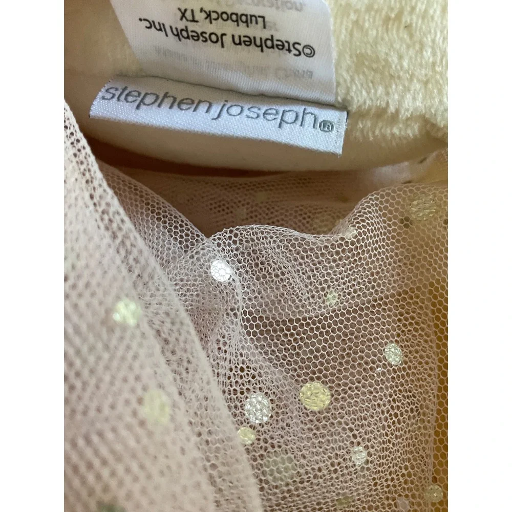 Stephen Joseph Pink Ballerina Bunny Plush Stuffed Animal Doll‎ Silver Sequins